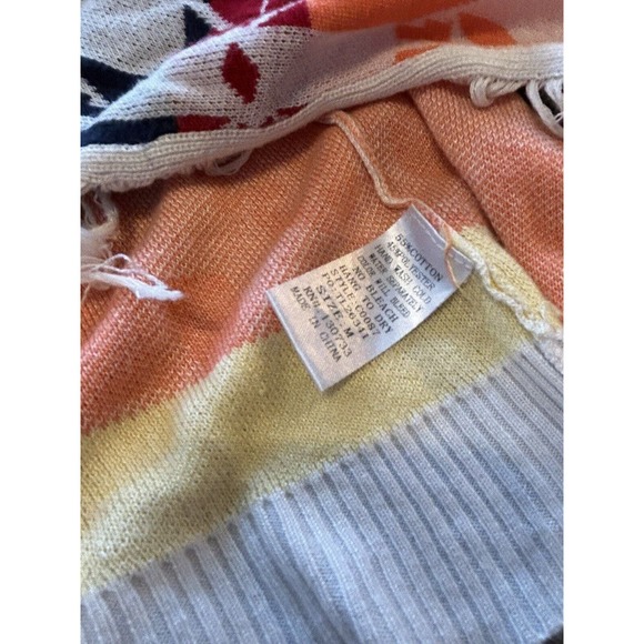 Umgee White Multi Rainbow Color Open Front Cardigan Sz M Fringe Southwest Aztec - Picture 6 of 9